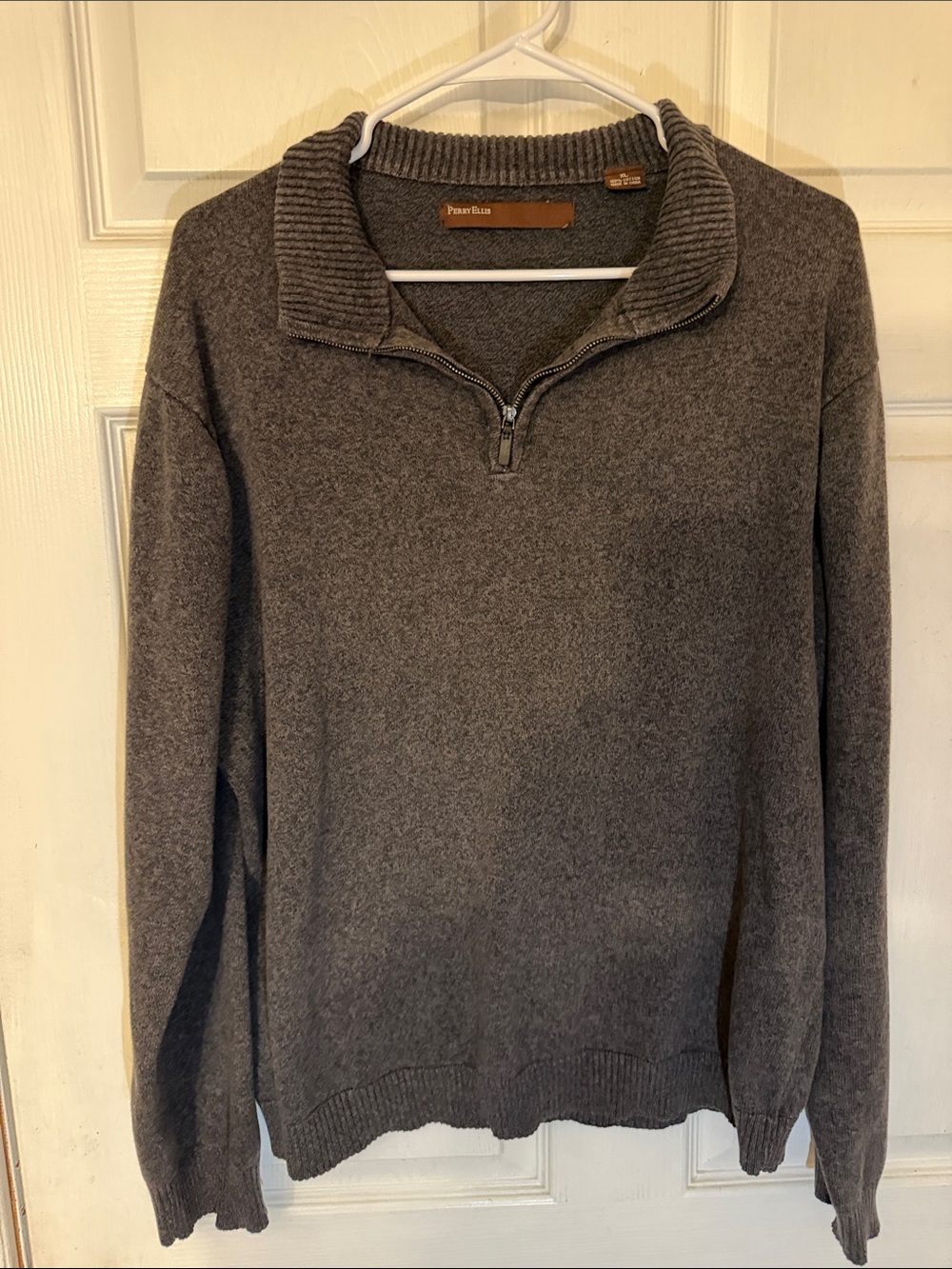 Perry Ellis Men's Charcoal Zip-Neck Sweater